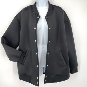 F21 Oversized bomber jacket neoprene black matte size Large like new